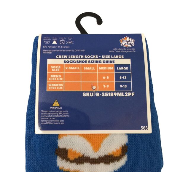 White Castle What You Crave Men's Crew Socks Set of 2 Large Size 8-12 - Picture 3 of 3